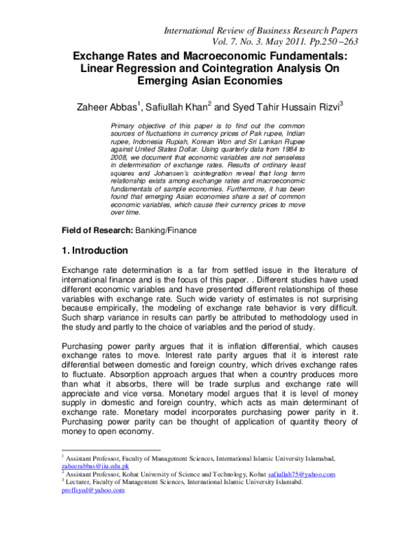 (PDF) Exchange Rates and Macroeconomic Fundamentals: Linear Regression ...