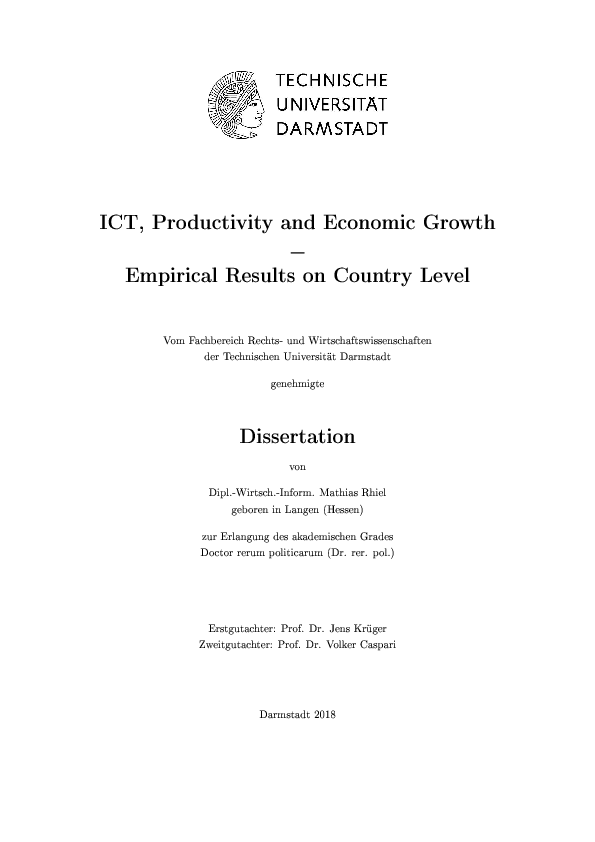 (PDF) ICT, Productivity and Economic Growth – Empirical Results on ...