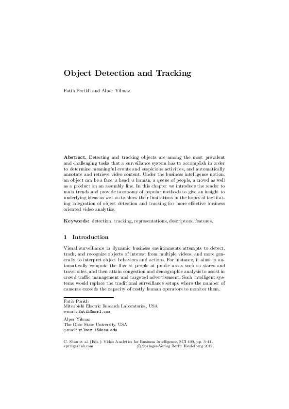 (PDF) Object Detection and Tracking