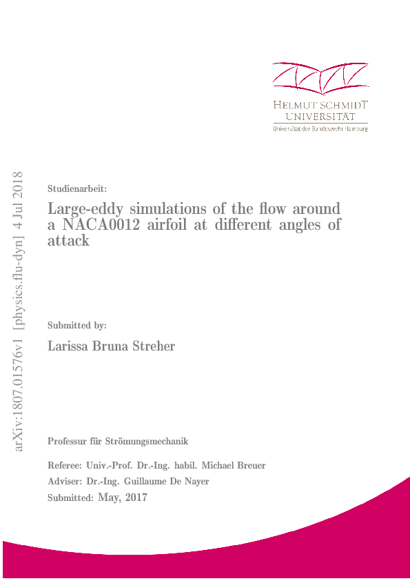 (PDF) Large-eddy simulations of the flow around a NACA0012 airfoil at ...