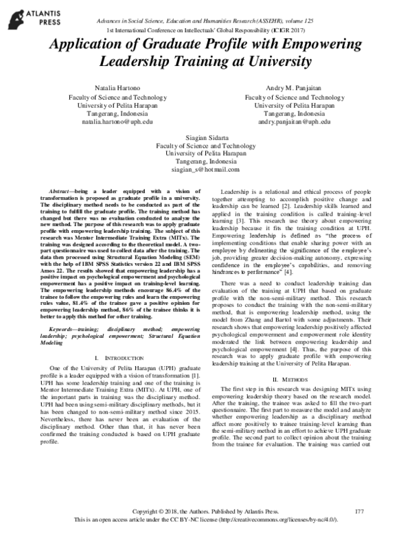 (PDF) Application of Graduate Profile with Empowering Leadership ...