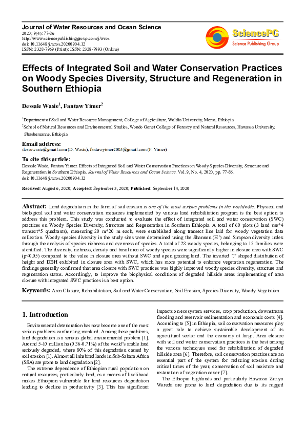 (PDF) Effects of Integrated Soil and Water Conservation Practices on ...