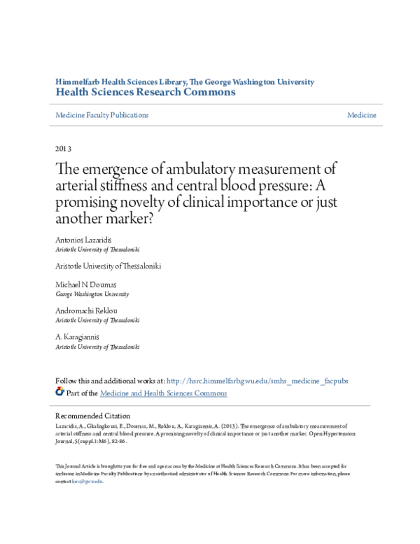 (PDF) The Emergence of Ambulatory Measurement of Arterial Stiffness and ...
