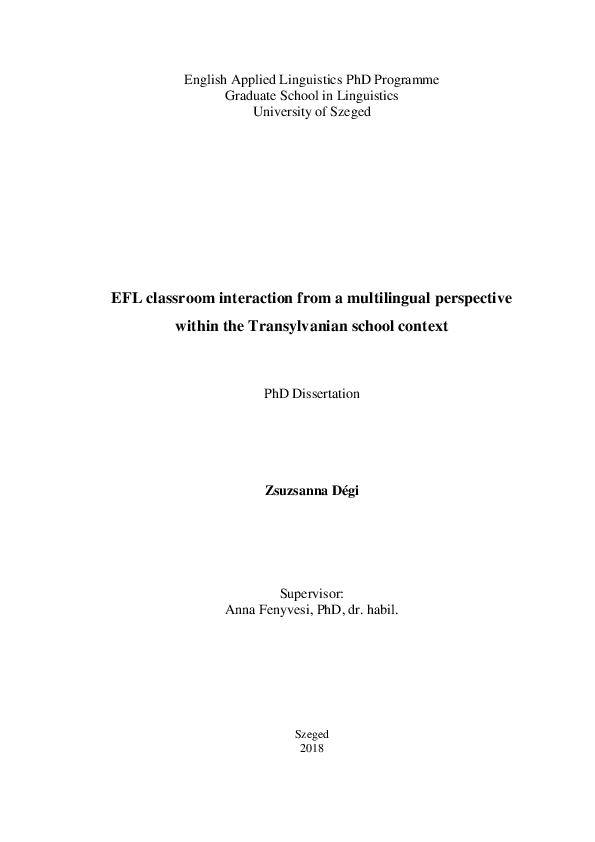 (PDF) EFL classroom interaction from a multilingual perspective within ...