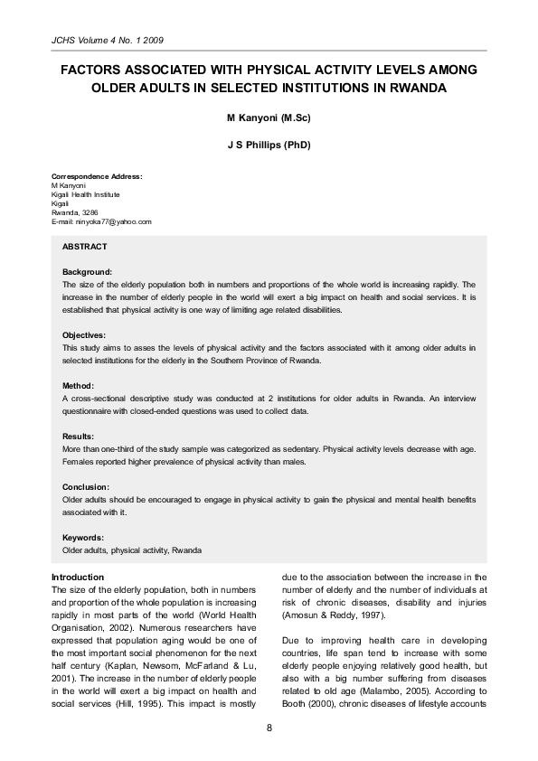 (PDF) Factors associated with physical activity levels among older ...