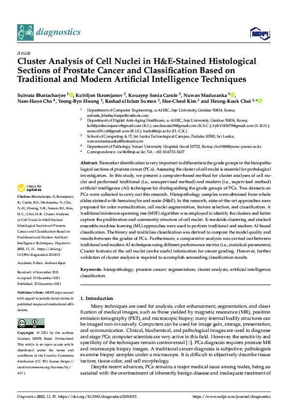 (PDF) Cluster Analysis of Cell Nuclei in H Histological Sections of ...