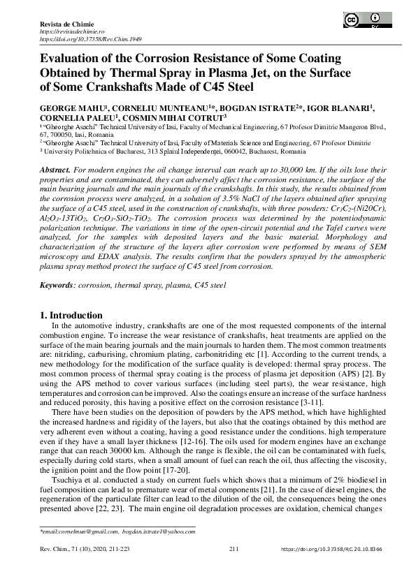 (PDF) Evaluation of the Corrosion Resistance of Some Coating Obtained ...
