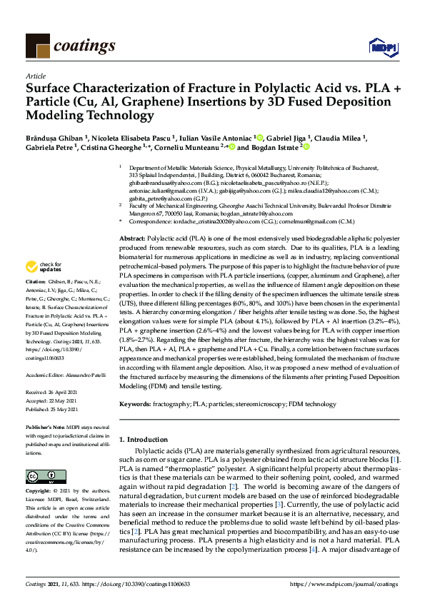 (PDF) Surface Characterization of Fracture in Polylactic Acid vs. PLA ...