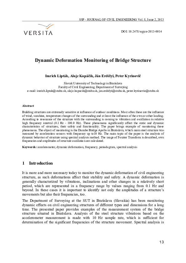(PDF) Dynamic Deformation Monitoring of Bridge Structure