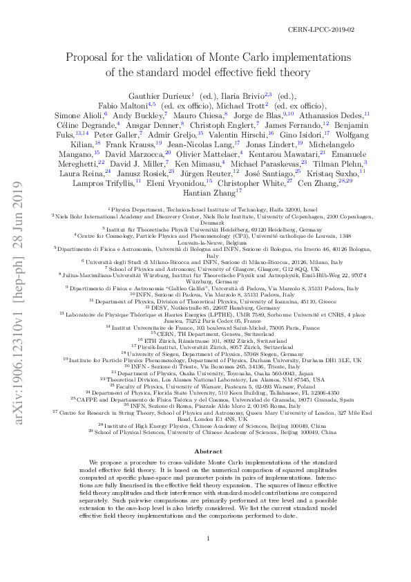 (PDF) CERN-LPCC-2019-02 Proposal for the validation of Monte Carlo ...
