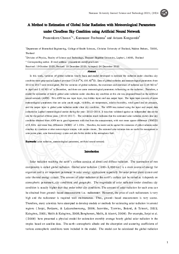 (PDF) A Method to Estimation of Global Solar Radiation with ...