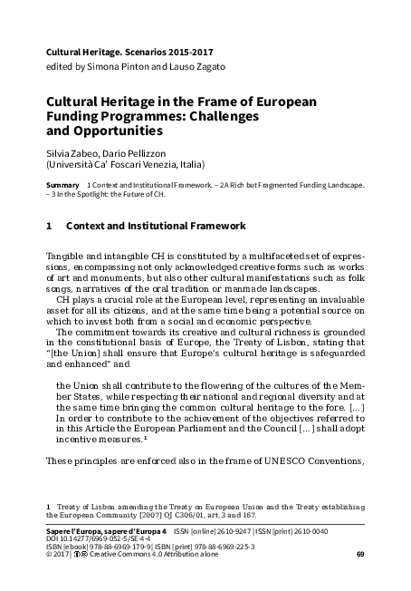 (PDF) Cultural Heritage in the Frame of European Funding Programmes ...