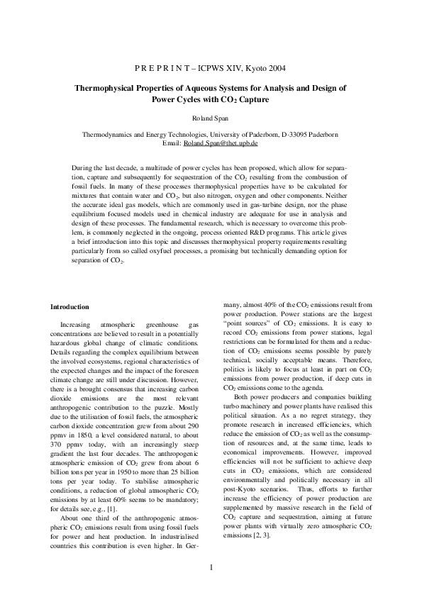 (PDF) Thermophysical Properties of Aqueous Systems for Analysis and ...