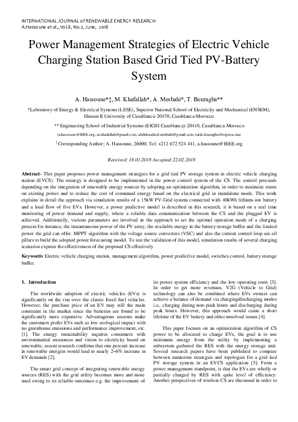 (PDF) Power Management Strategies of Electric Vehicle Charging Station ...