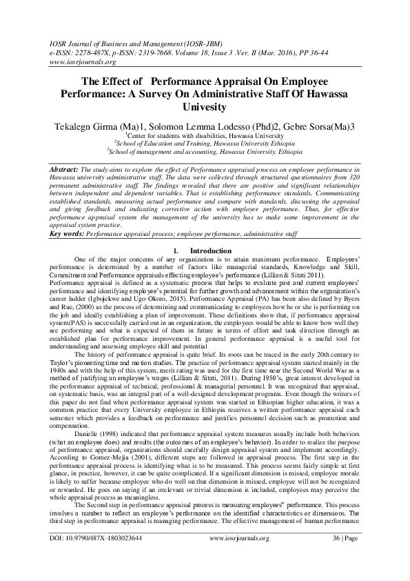 (PDF) The Effect of Performance Appraisal On Employee Performance : A ...