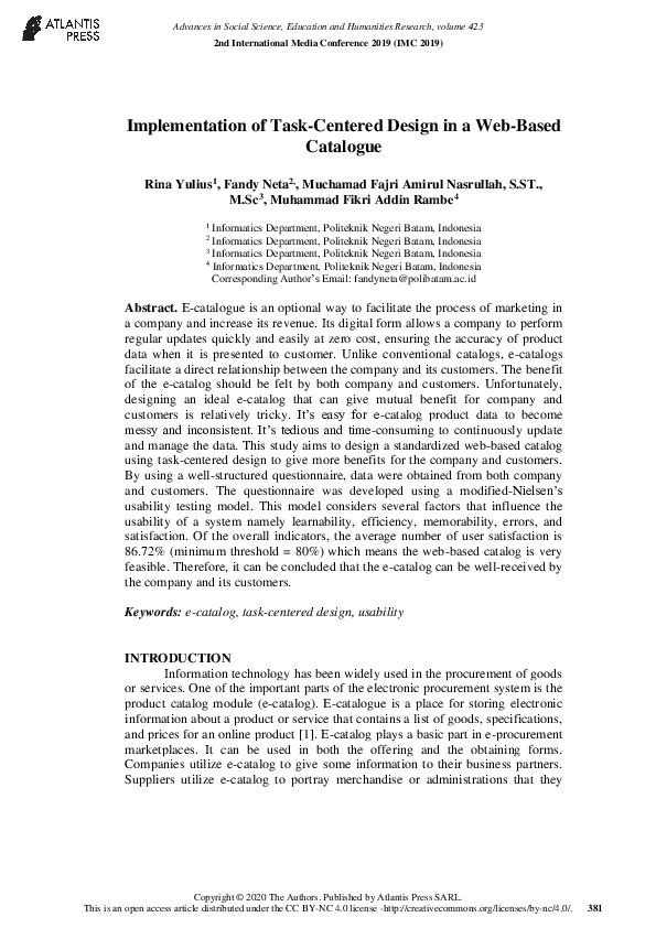(PDF) Implementation of Task-Centered Design in a Web-Based Catalogue