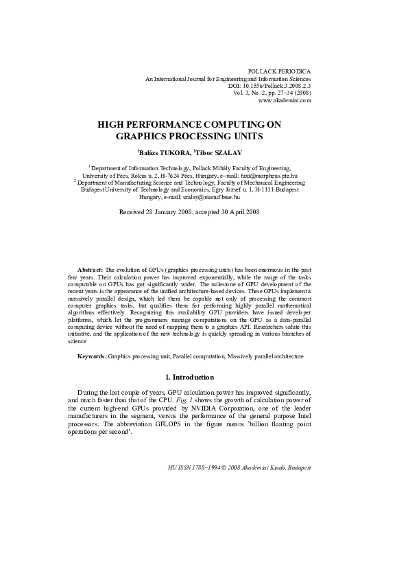 (PDF) High performance computing on graphics processing units