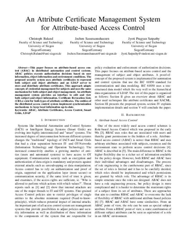 (PDF) An Attribute Certificate Management System for Attribute-Based ...