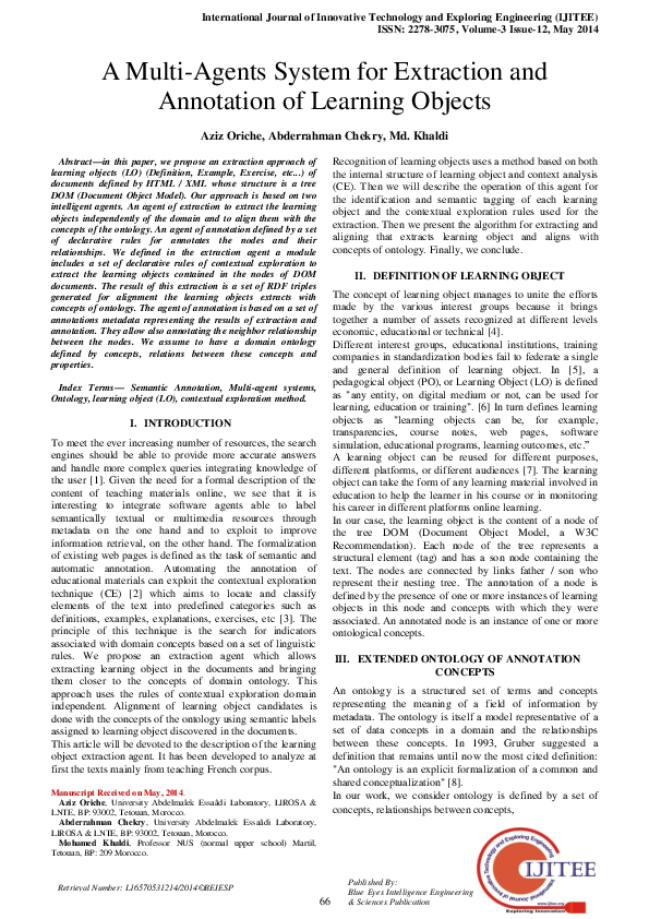 (PDF) A Multi-Agents System for Extraction and Annotation of Learning ...