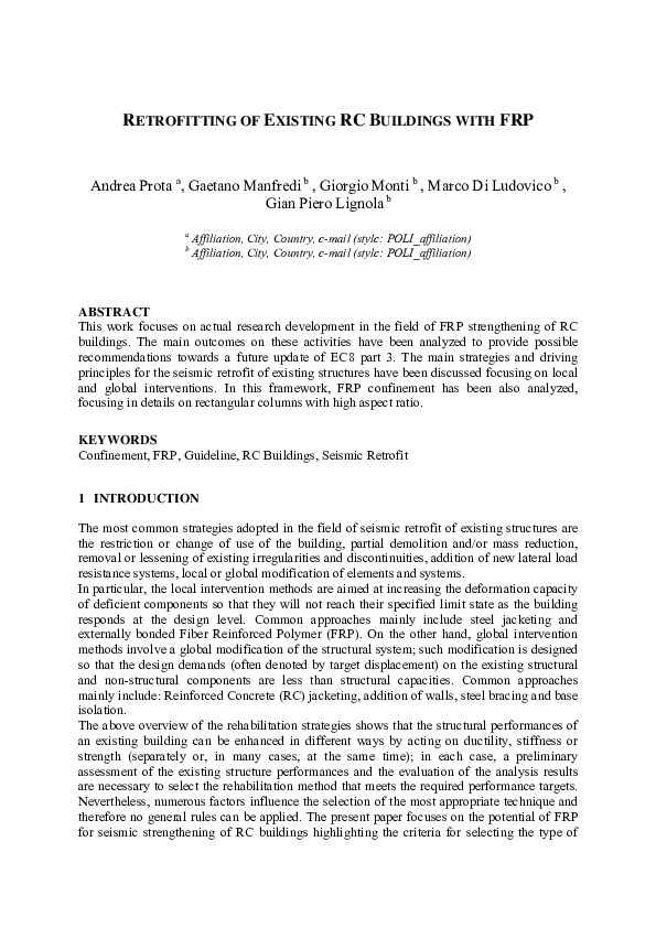 (PDF) Retrofitting of Existing RC Buildings with FRP