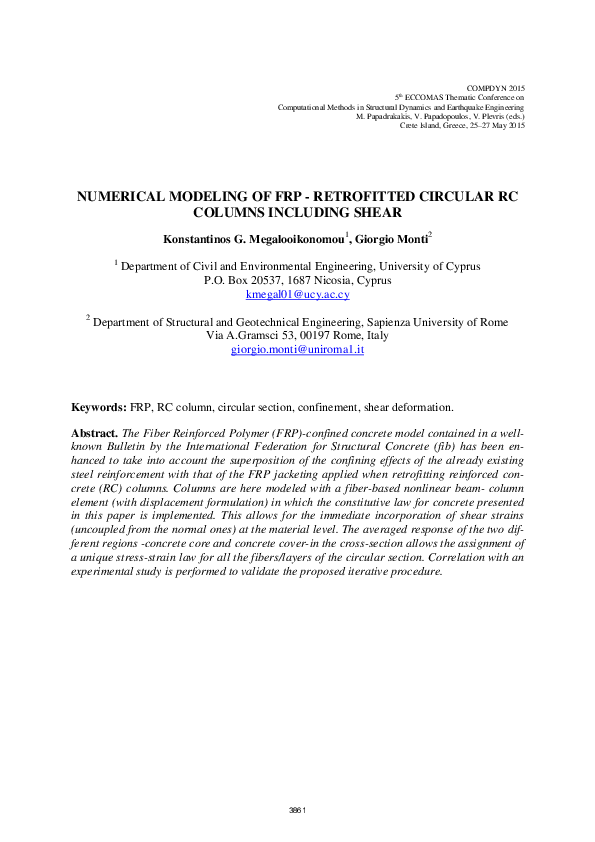 (PDF) Numerical Modeling of FRP - Retrofitted Circular RC Columns ...