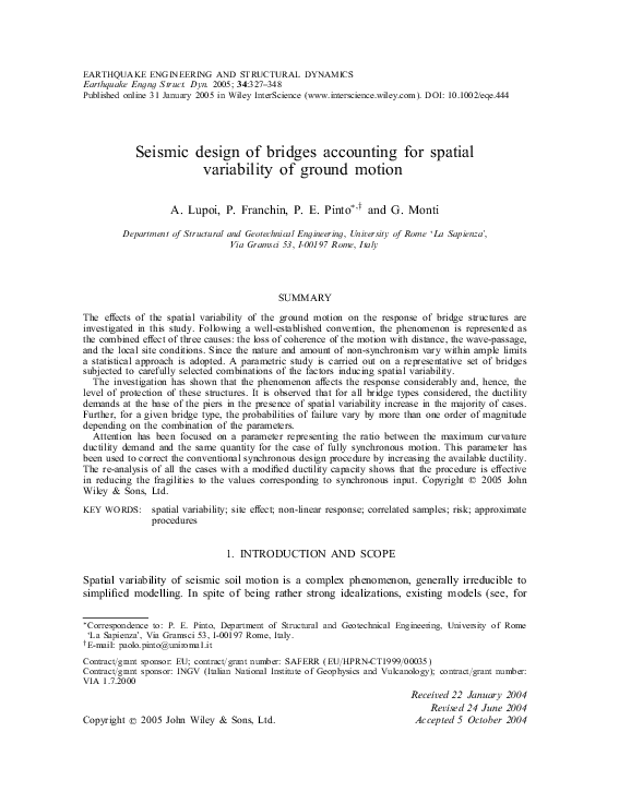 (PDF) Seismic design of bridges accounting for spatial variability of ...