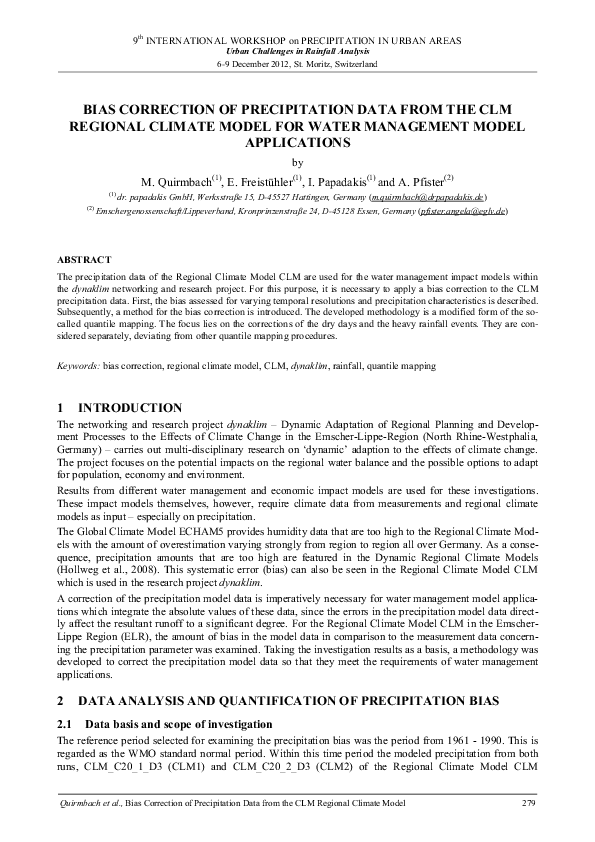 (PDF) Bias correction of precipitation data from the CLM regional ...