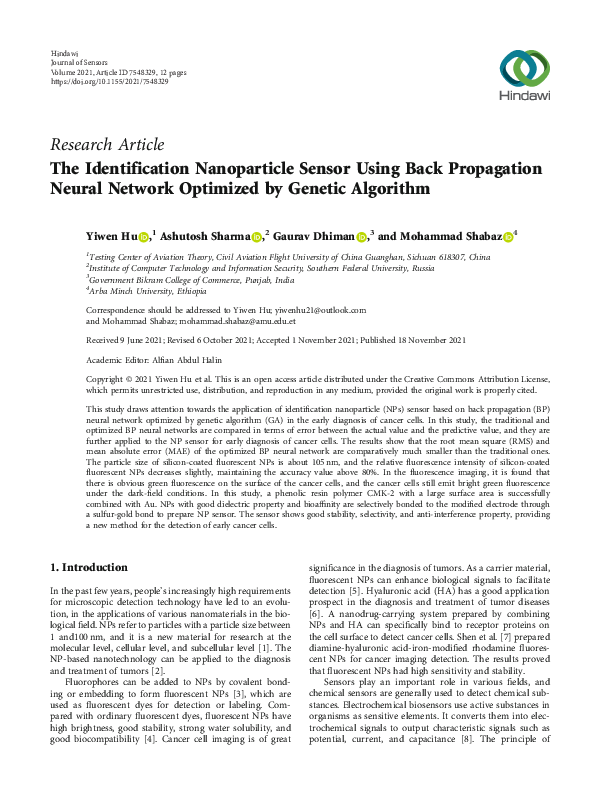 (PDF) The Identification Nanoparticle Sensor Using Back Propagation ...