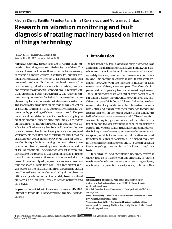 (PDF) Research on vibration monitoring and fault diagnosis of rotating ...