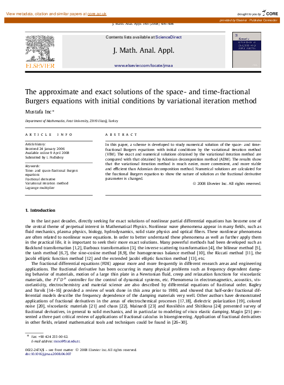(PDF) The approximate and exact solutions of the space- and time ...