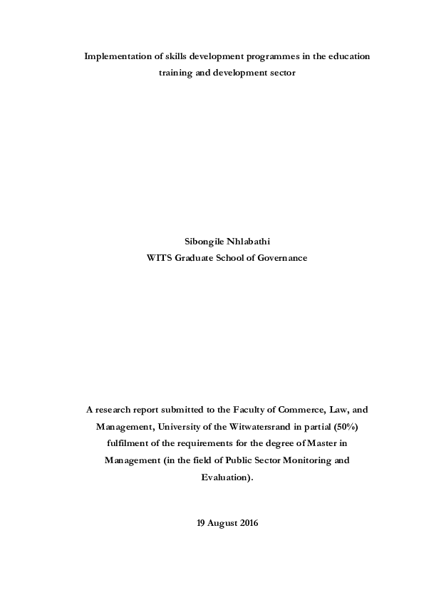 (PDF) Implementation of skills development programmes in the education ...