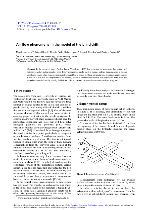 (PDF) Air flow phenomena in the model of the blind drift Leszek