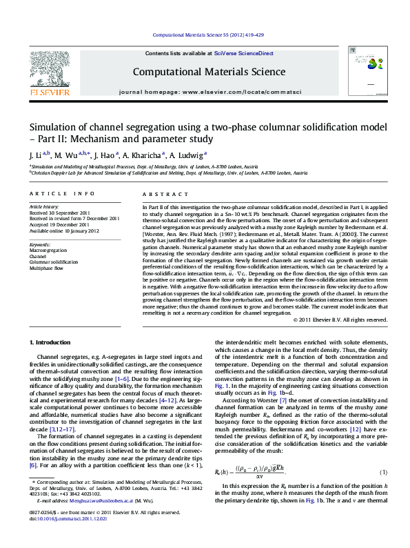 (PDF) Simulation of channel segregation using a two-phase columnar ...