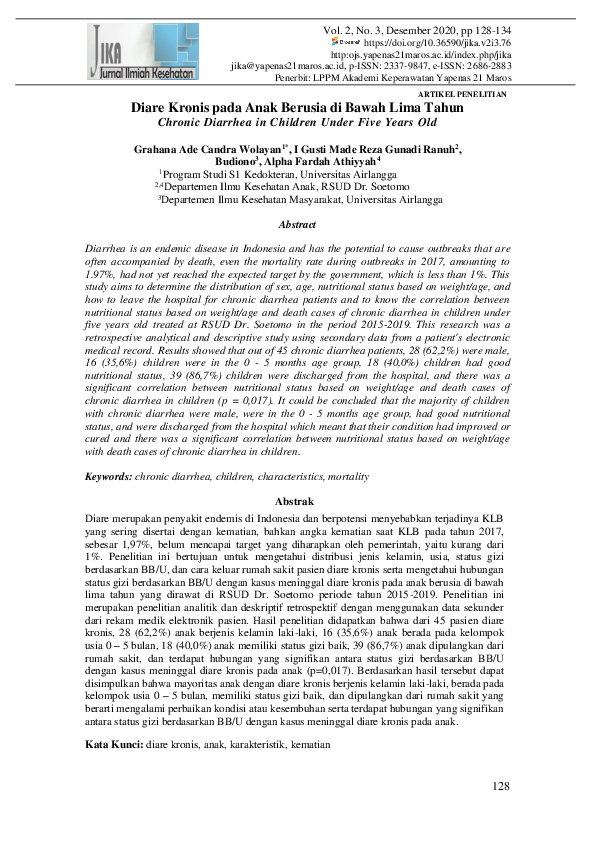 (PDF) Chronic Diarrhea in Children Under Five Years Old