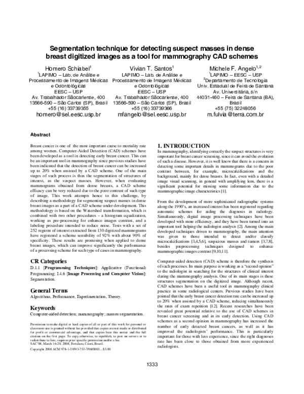 (PDF) Segmentation technique for detecting suspect masses in dense ...