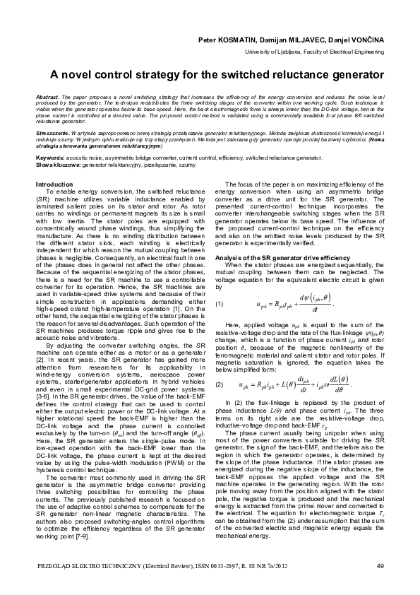 (PDF) A novel control strategy for the switched reluctance generator