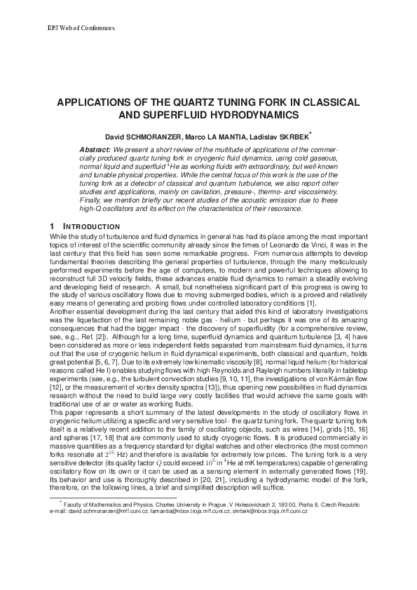 (PDF) Applications of the Quartz Tuning Fork in Classical and ...