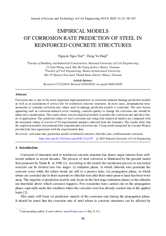 (PDF) Empirical models of corrosion rate prediction of steel in ...