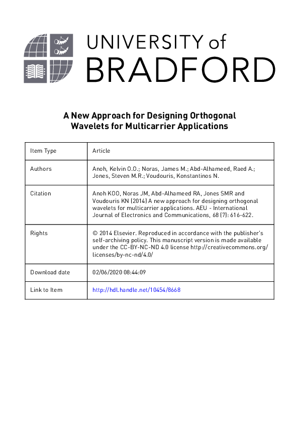 (PDF) A new approach for designing orthogonal wavelets for multicarrier ...