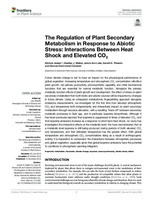 (PDF) The Regulation of Plant Secondary Metabolism in Response to ...