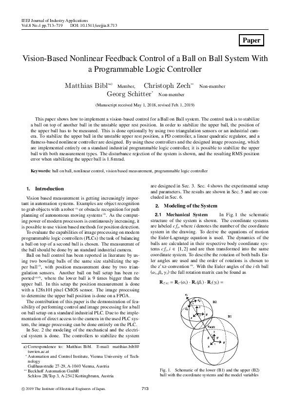 (PDF) Vision-Based Nonlinear Feedback Control of a Ball on Ball System ...