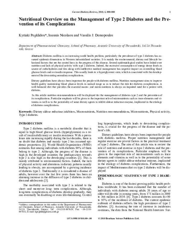 (PDF) Nutritional overview on the management of type 2 diabetes and the ...