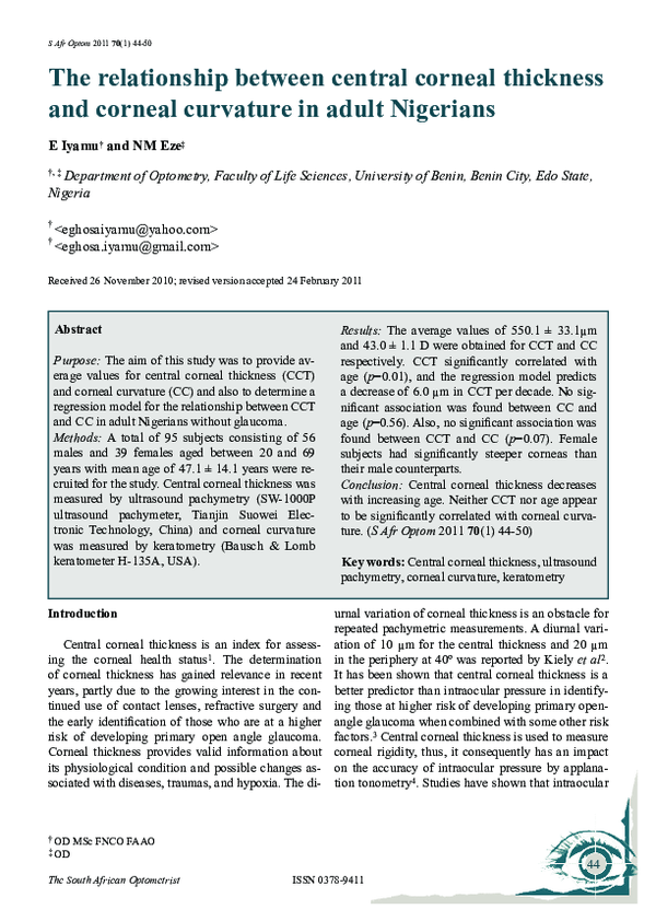 (PDF) The relationship between central corneal thickness and corneal ...