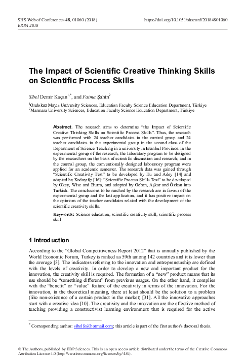 (PDF) The Impact of Scientific Creative Thinking Skills on Scientific ...