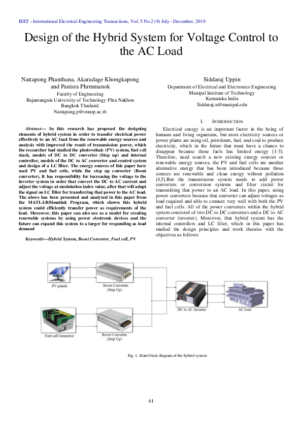 (PDF) Design of the Hybrid System for Voltage Control to the AC load