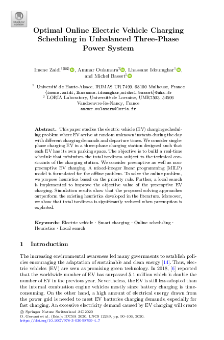 (PDF) Optimal Online Electric Vehicle Charging Scheduling in Unbalanced ...