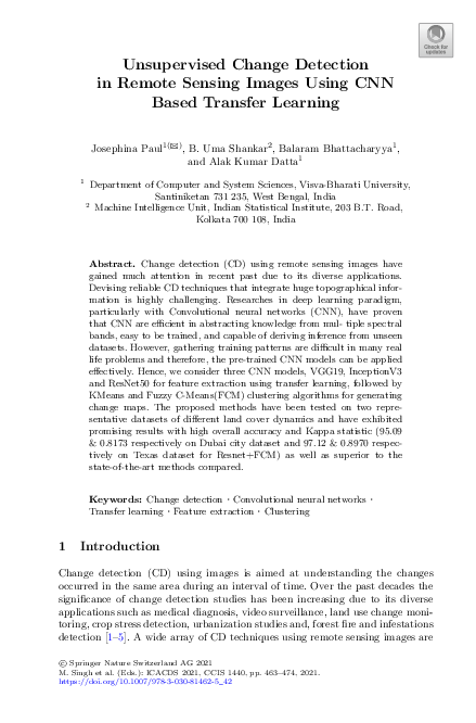 (PDF) Unsupervised Change Detection in Remote Sensing Images Using CNN ...