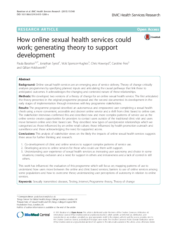 (PDF) How online sexual health services could work; generating theory ...