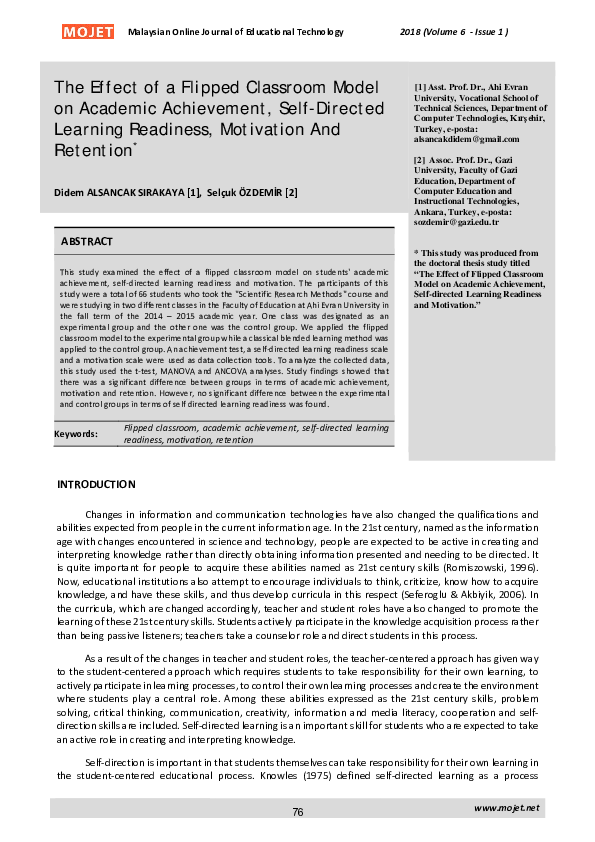 (PDF) The Effect of a Flipped Classroom Model on Academic Achievement ...