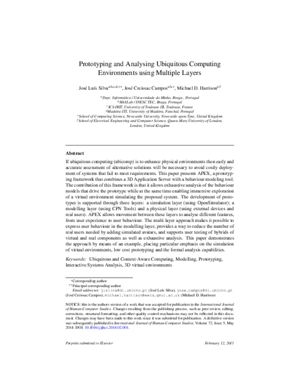 (PDF) Prototyping and analysing ubiquitous computing environments using ...